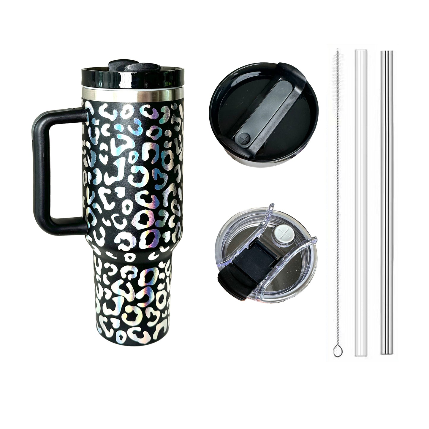 HOWWELL, 40oz Stainless Steel Tumbler, Leopard Print