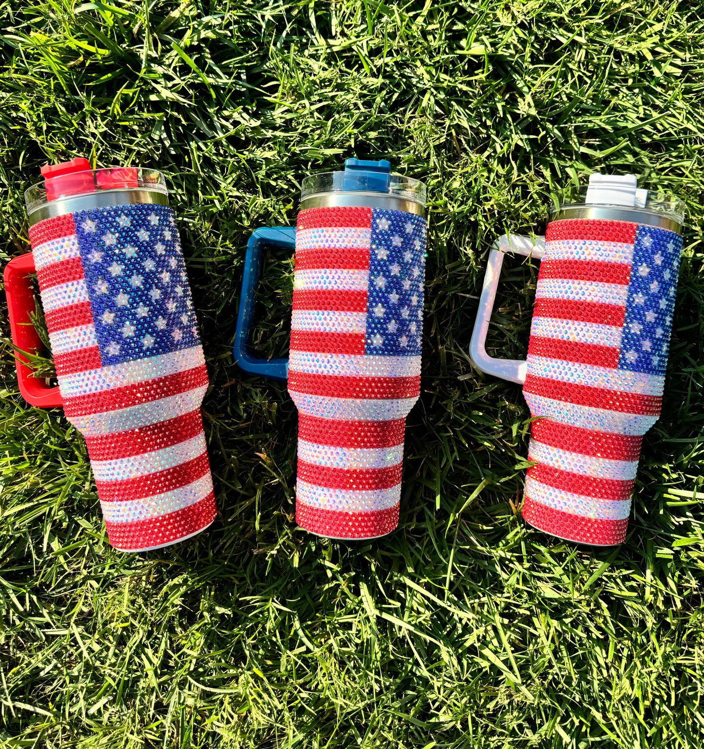 40oz Tumbler, Rhinestones Tumbler, USA Flag Rhinestones, Stainless Steel Tumbler, Thermal Insulated Tumbler, Leak Proof