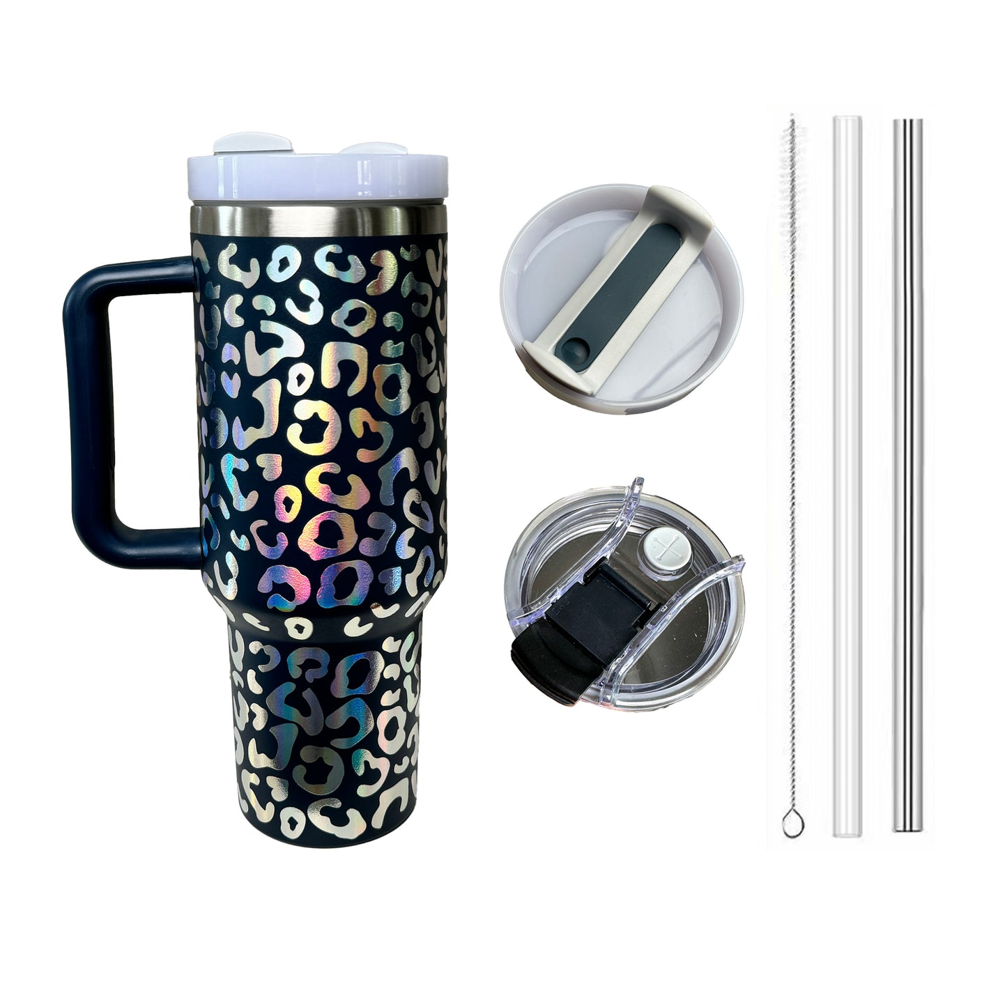 HOWWELL, 40oz Stainless Steel Tumbler, Leopard Print