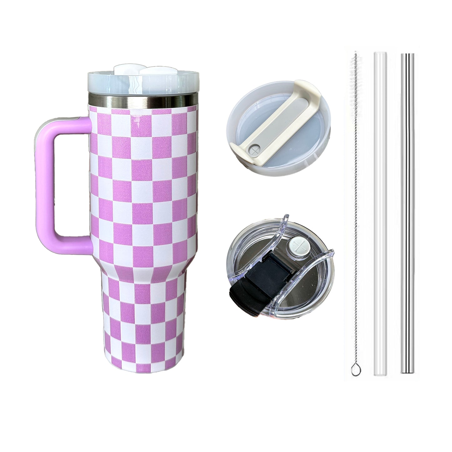 HOWWELL, 40oz Stainless Steel Tumbler, Checkered Pattern