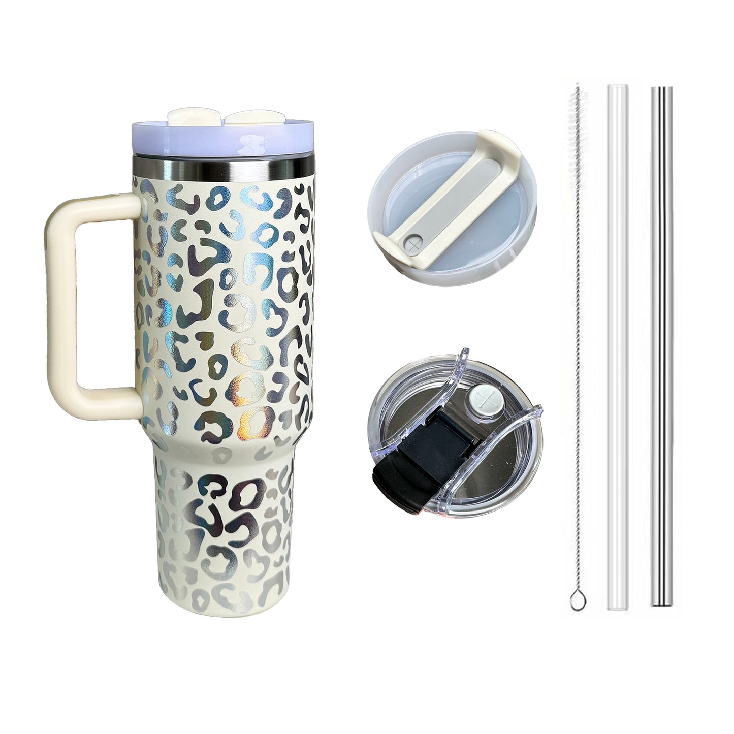 HOWWELL, 40oz Stainless Steel Tumbler, Leopard Print