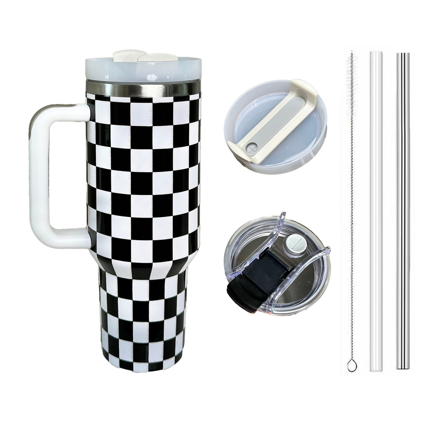 HOWWELL, 40oz Stainless Steel Tumbler, Checkered Pattern