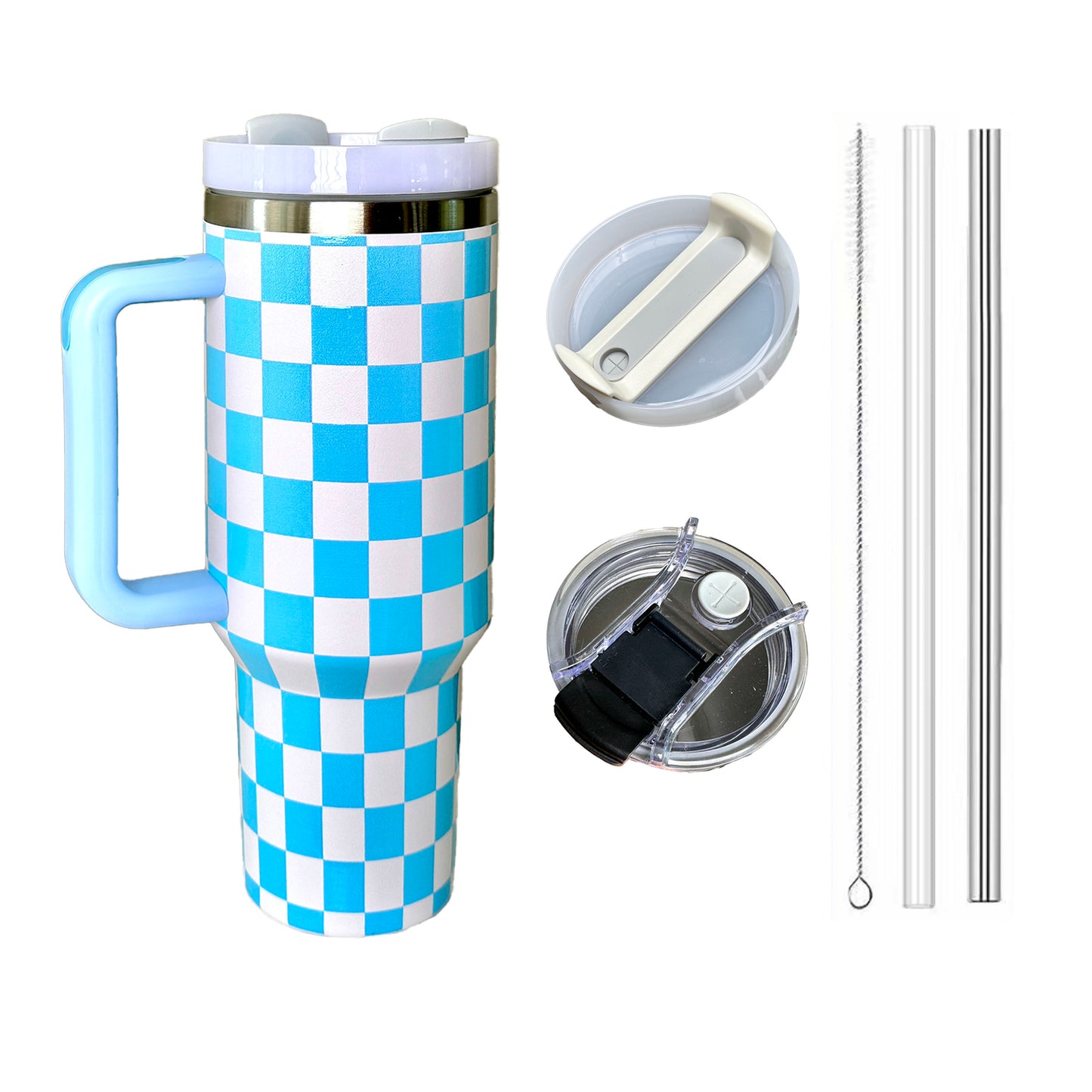 HOWWELL, 40oz Stainless Steel Tumbler, Checkered Pattern